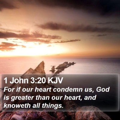 1 John 3:20 KJV Bible Verse Image