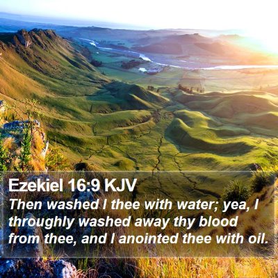 Ezekiel 16:9 KJV Bible Verse Image
