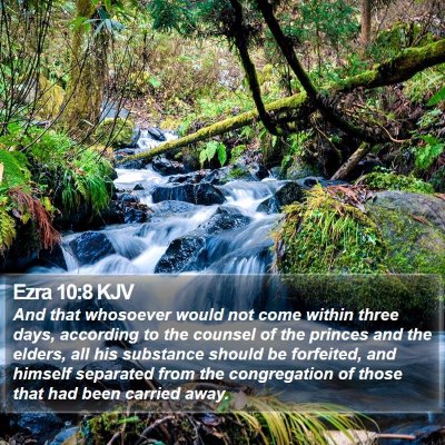 Ezra 10:8 KJV Bible Verse Image