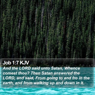 Job 1:7 KJV Bible Verse Image
