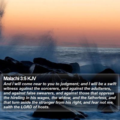 Malachi 3:5 KJV Bible Verse Image