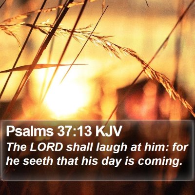 Psalms 37:13 KJV Bible Verse Image