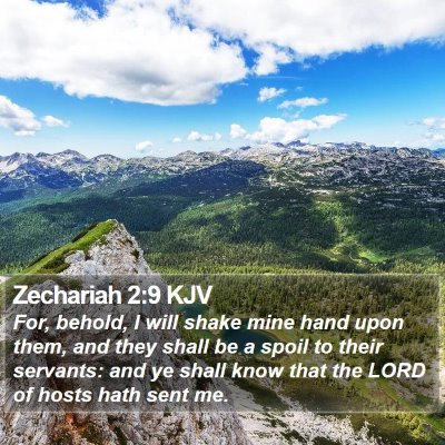 Zechariah 2:9 KJV Bible Verse Image